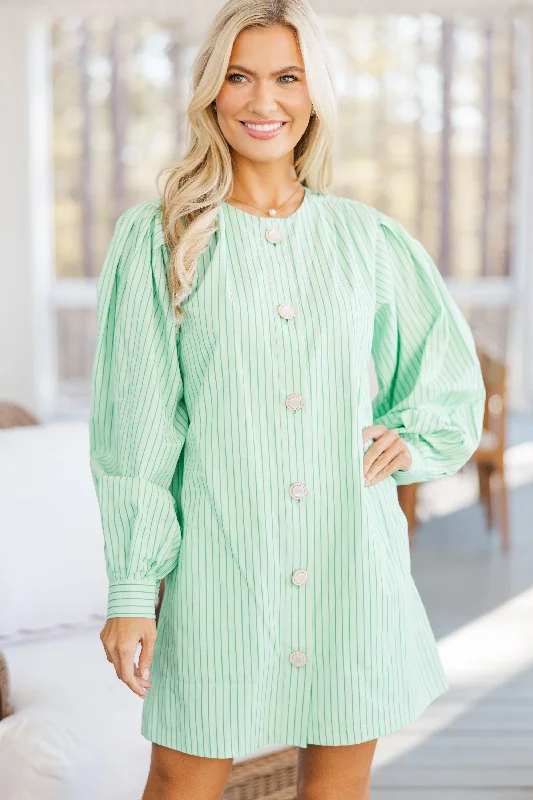 Start Your Day Mint Striped Dress