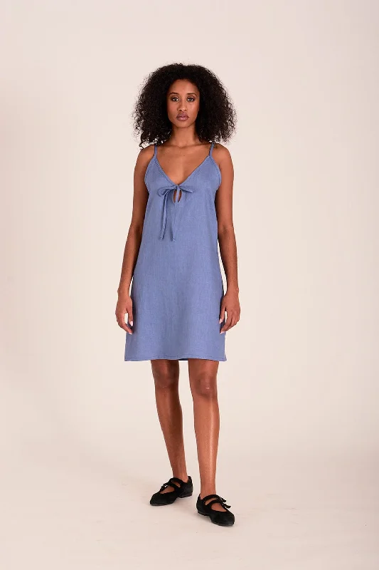Drew Slip Dress Periwinkle Blue Linen