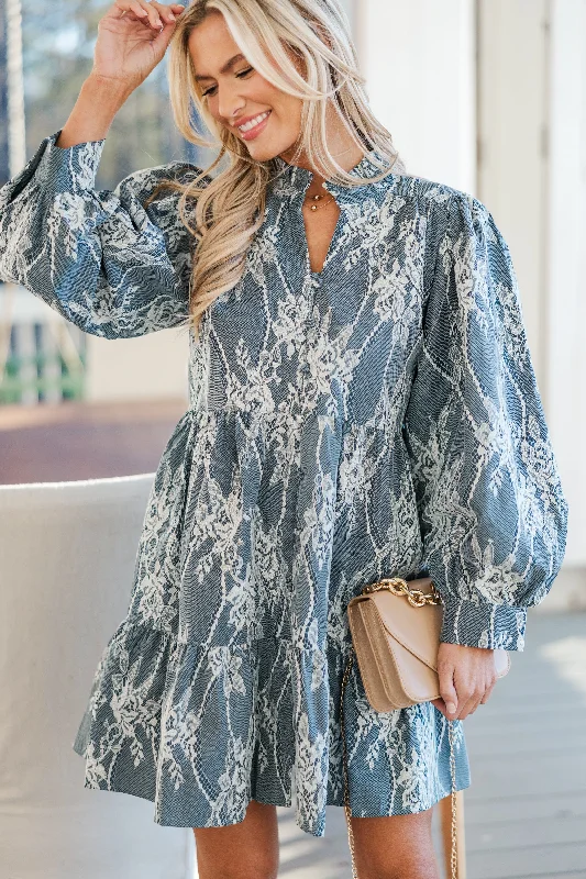 On Your Own Navy Blue Lace Dress