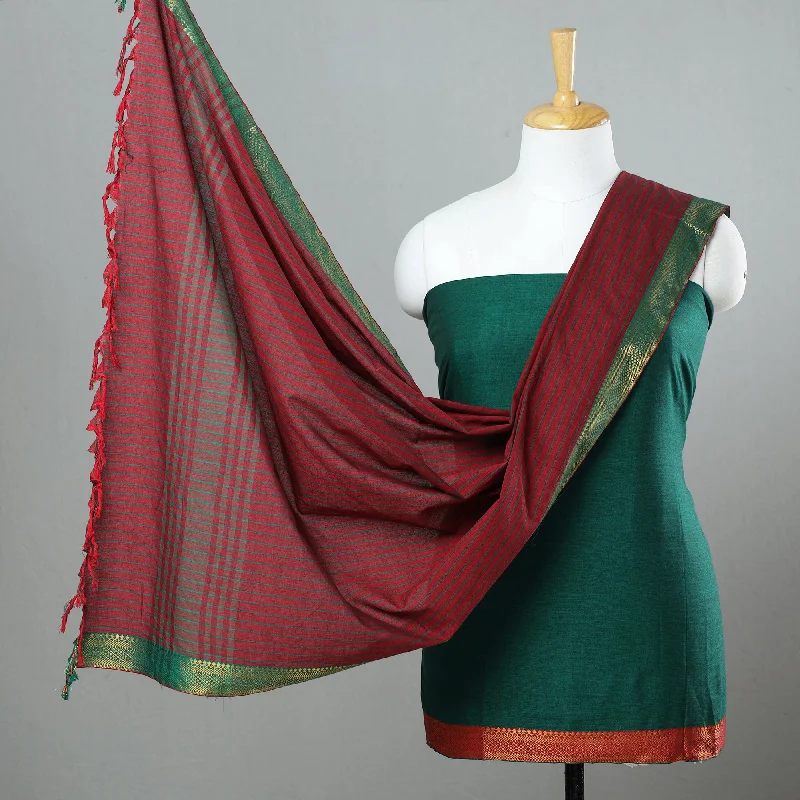 Green - 3pc Cotton Dharwad Dress Material 10