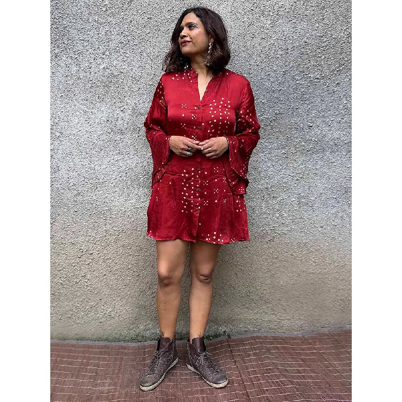 Chidiyaa Gypsy Heart Seraphina Modal Silk Red Dress