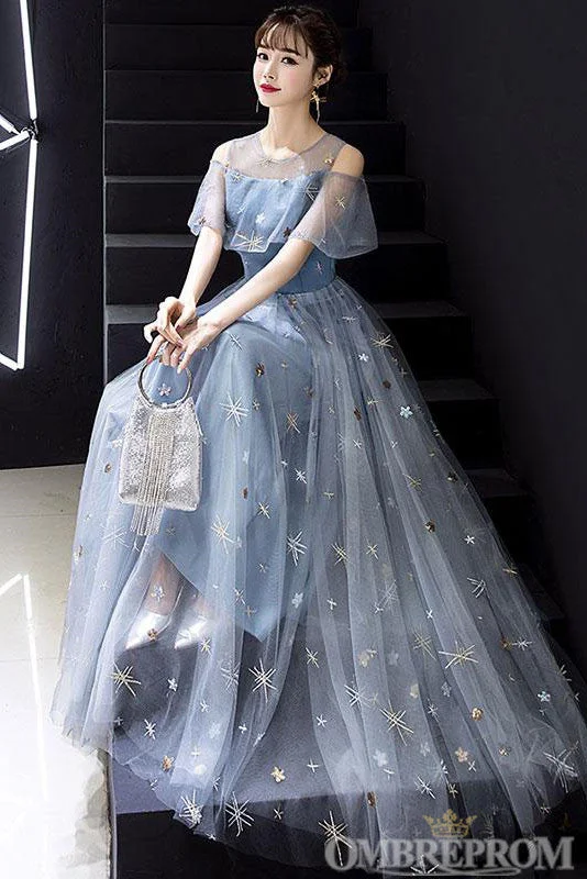 Charming Sleeveless A Line Prom Dresses with Sequins