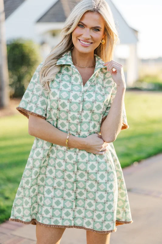Work With You Brown Medallion Dress
