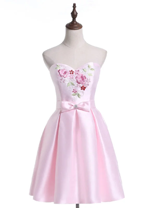 Pink Satin Sweetheart Homecoming Dress