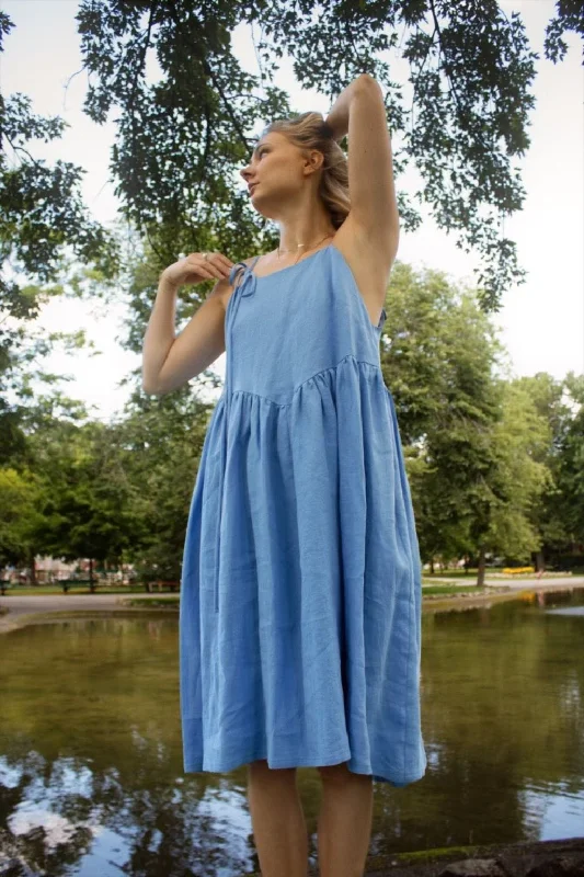 Amelie Dress Blue Linen