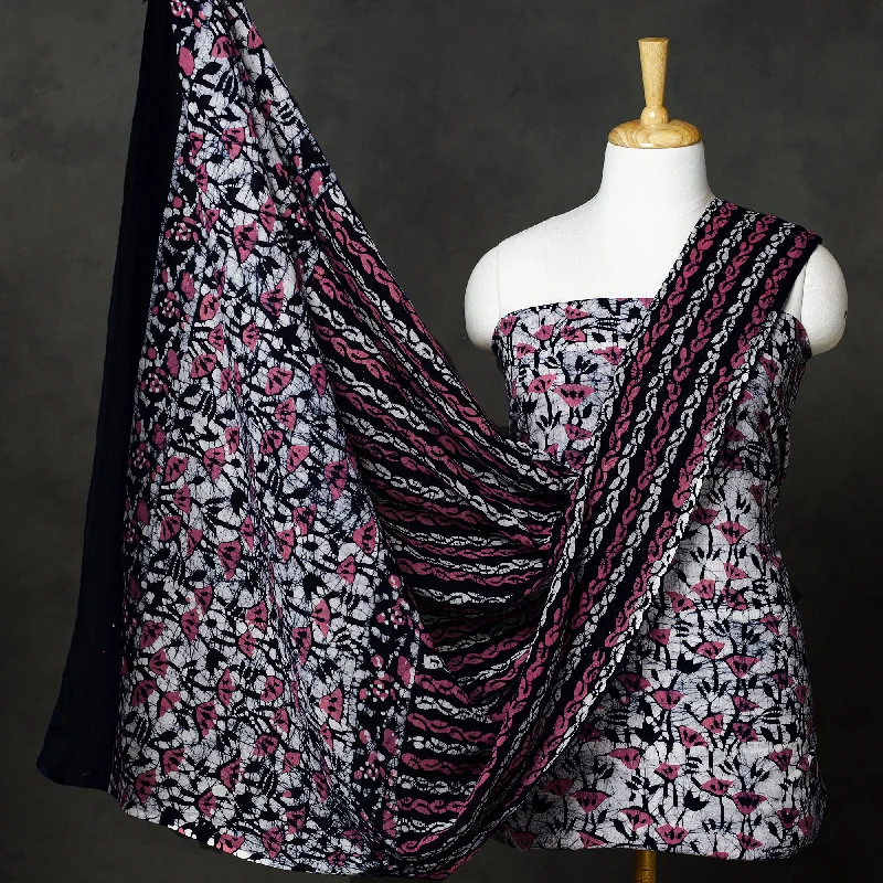 Pink - 3pc Cotton Kutch Batik Print Dress Material 04