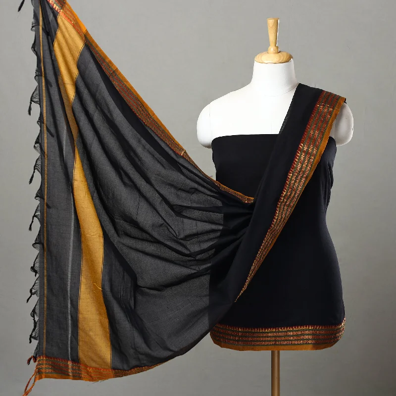Black - 3pc Traditional Cotton Dharwad Dress Material 08