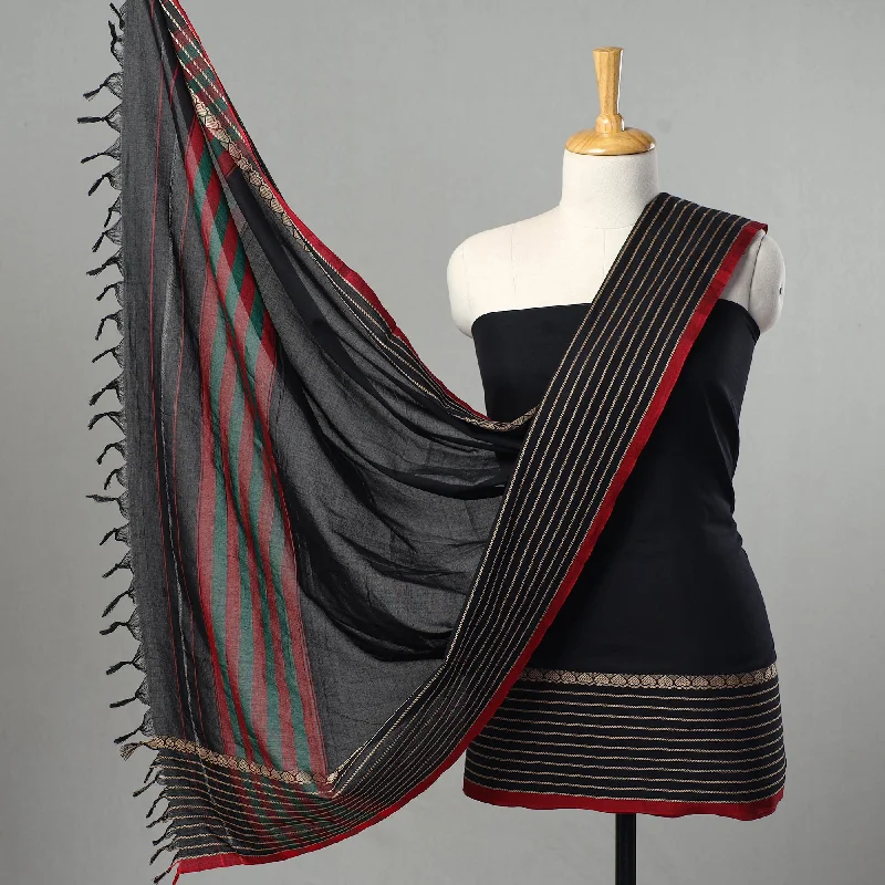 Black - 3pc Traditional Cotton Dharwad Dress Material 14