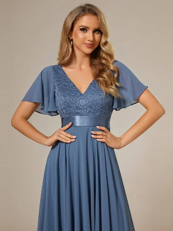 Versatile Chiffon Dress with Lace