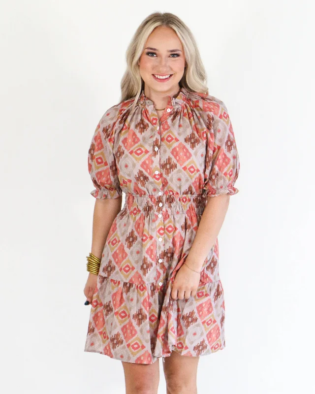 THML Puff Sleeve Print Dress