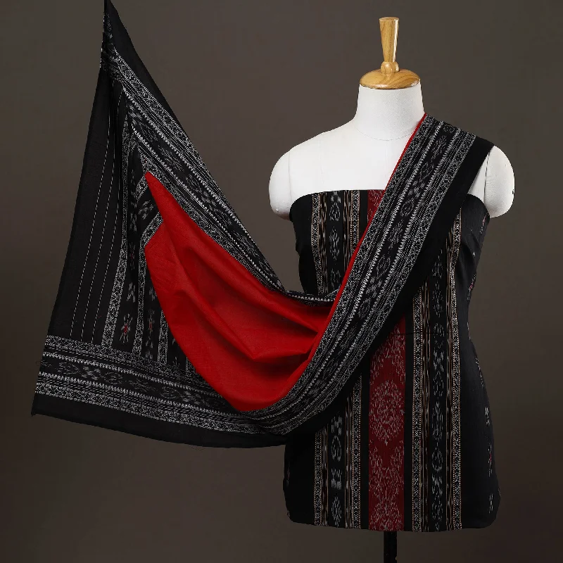 Black - 2pc Handloom Cotton Sambalpuri Ikat Dress Material 05