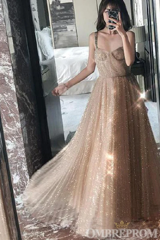 Stunning Prom Dresses Sweetheart A Line Spaghetti Straps Party Dess