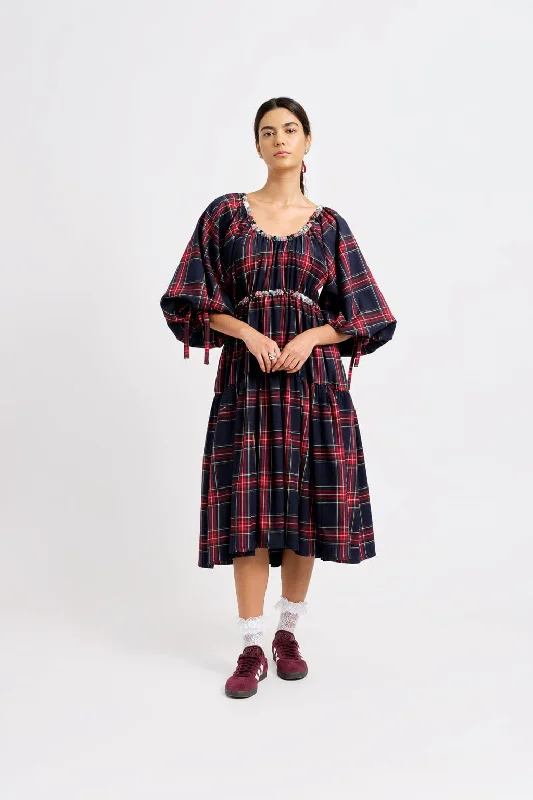 Josie Dress Navy Plaid