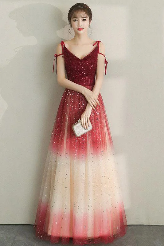 Sparkly Spaghetti Straps Sleeveless Prom Dresses with Sequins