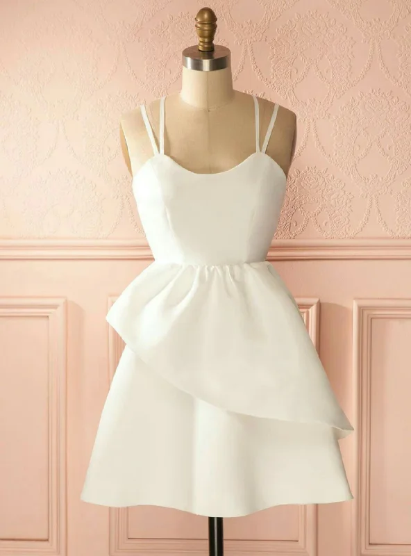 White Spaghetti Straps Homecoming Dress