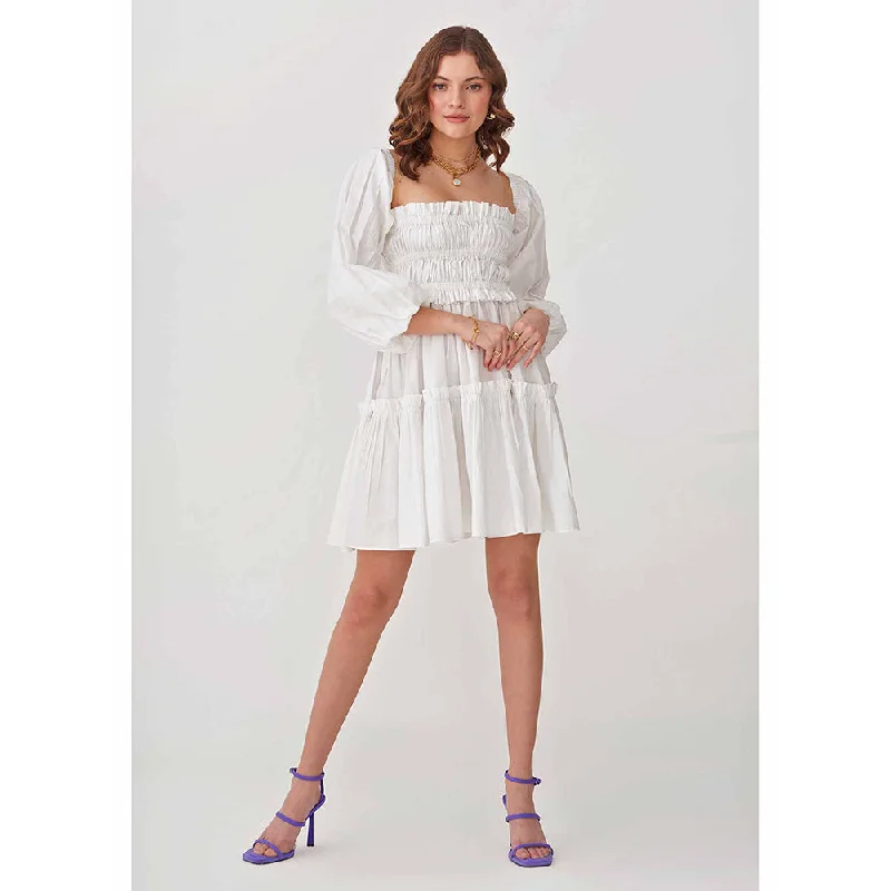 AMOSHI White Solid/Plain Dita Dress with Detachable Pair Sleeves (Set of 2)