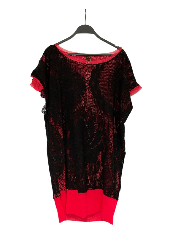 Jean Paul Gaultier/LS T-Shirt/XS/Floral Pattern/Cotton/BLK Real Fur Shearling Chenille
