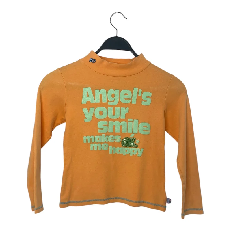 ANGEL BLUE/LS T-Shirt/L/Graphic/Cotton/ORN/YOUR SMILE MAKES ME HAPPY Knit Fabric Woven Fabric Fleece Fabric