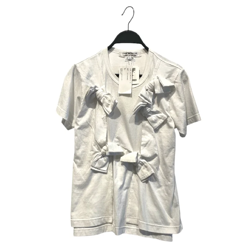 COMME des GARCONS COMME des GARCONS/T-Shirt/M/Cotton/WHT/Multi-Bow spliced shirt Mesh Fabric Canvas Fabric Denim Fabric