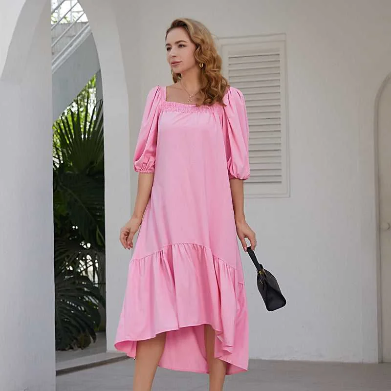 KittenAlarm - Women Bubble Dress Short Mesh Square Neck Puff Sleeve High Waist Gothic Punk Tunics Chinos classic
