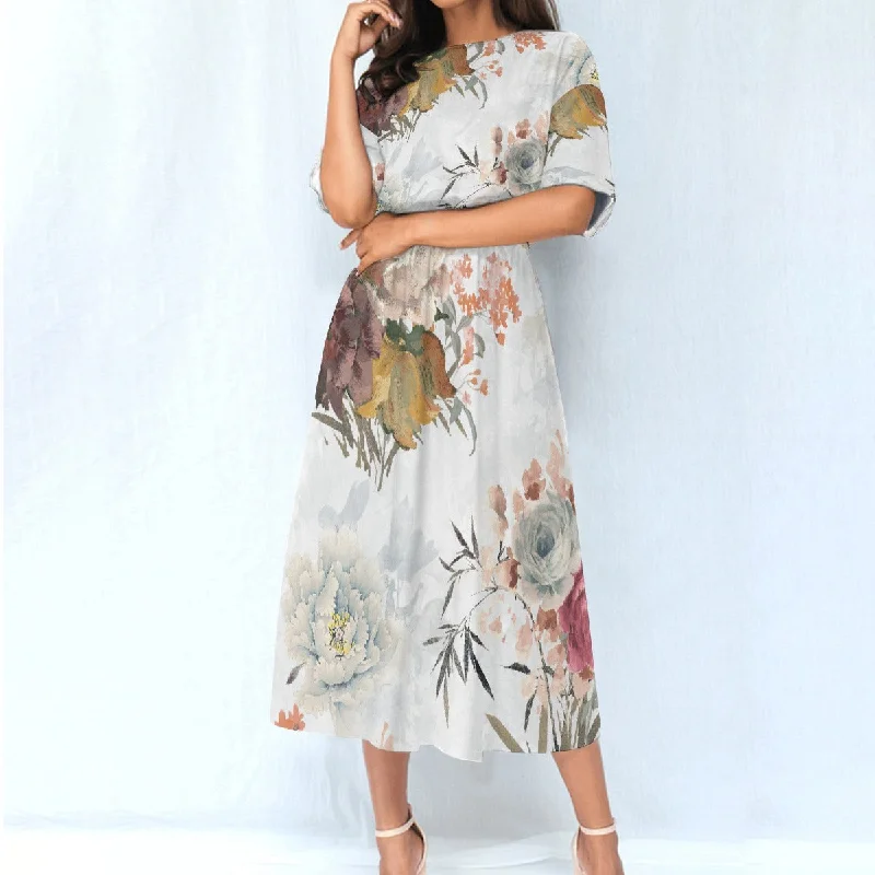 All-Over Print Women's Elastic Waist Dress Tunics Occasion special