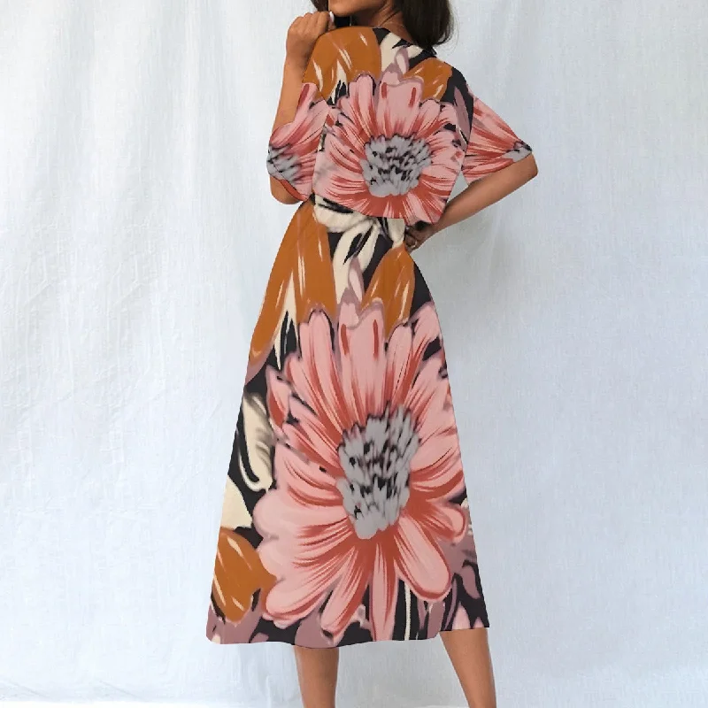 All-Over Print Women's Elastic Waist Dress Tunics New arrival
