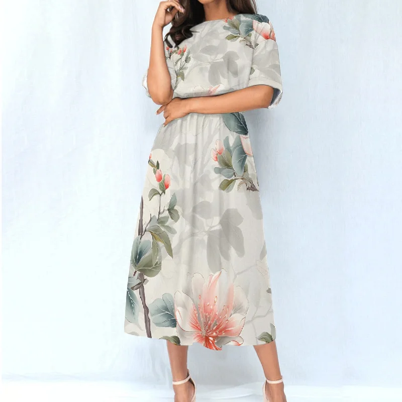 All-Over Print Women's Elastic Waist Dress Tunics Favorite customer