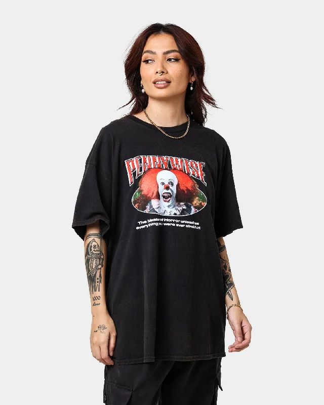 American Thrift X IT Pennywise Vintage T-Shirt Black Wash Faux Fur Fabric Real Fur Fabric Shearling Fabric