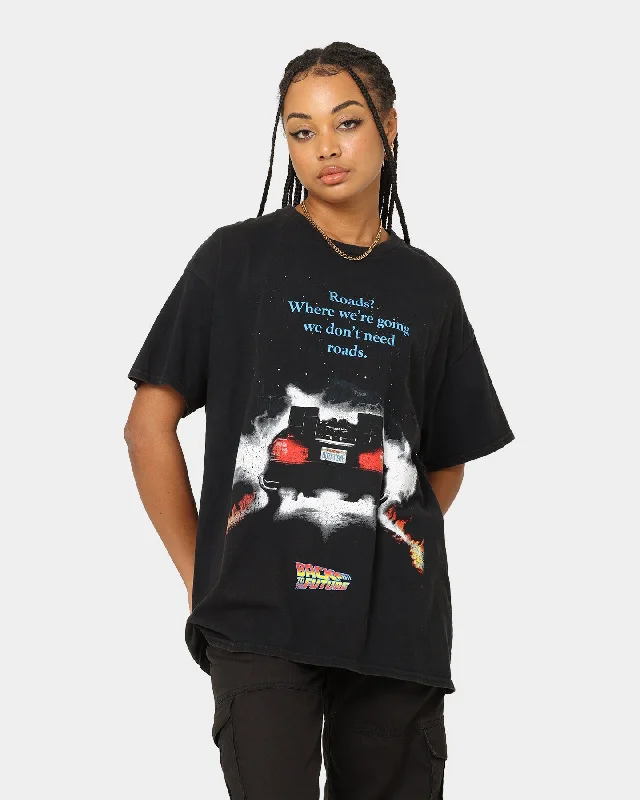 American Thrift X Back To The Future Back To The Future 1 Vintage T-Shirt Washed Black Striped Floral Plaid