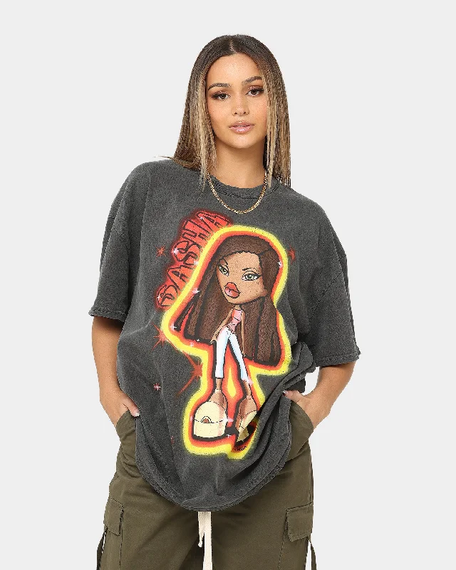 American Thrift X Bratz Sasha Heavyweight Vintage T-Shirt Black Wash Houndstooth Herringbone Solid