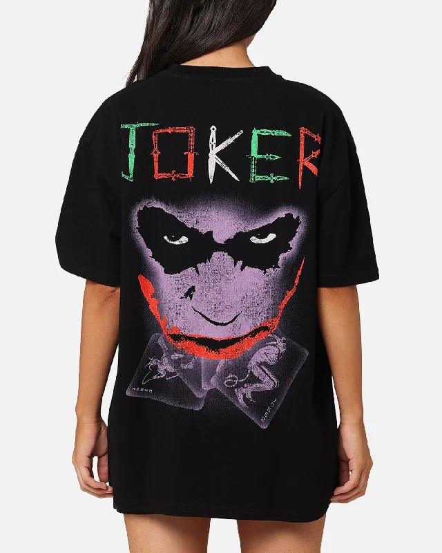 American Thrift X DC Batman The Joker Scars Heavy T-Shirt Black Cashmere Blend Cotton Blend Poly Blend