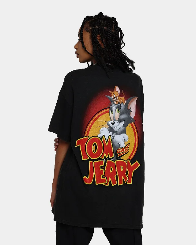 American Thrift X Tom and Jerry Vintage T-Shirt Black Wash Rayon Fabric Velvet Fabric Corduroy Fabric