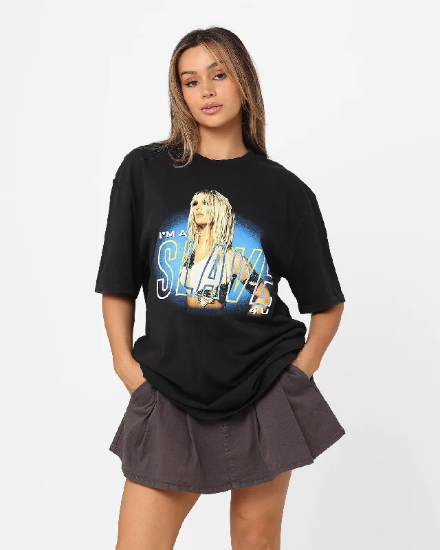 Britney Spears Slave Vintage T-Shirt Washed Black Satin Fabric Silk Fabric Chiffon Fabric