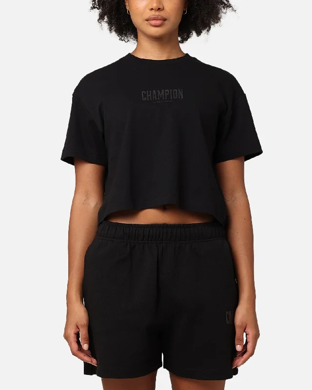 Champion Women's Rochester Base T-Shirt Black Houndstooth Herringbone Solid