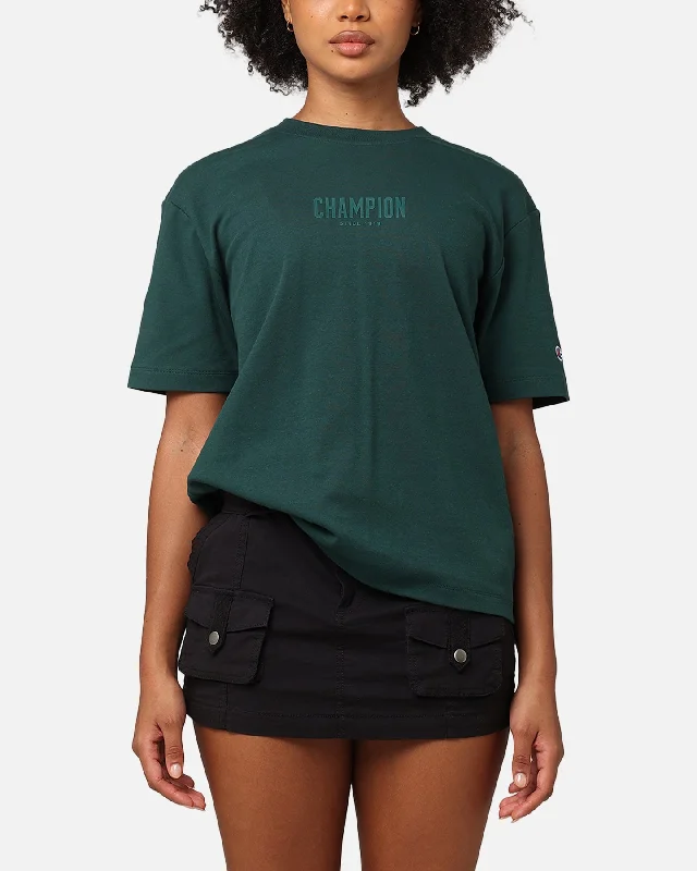 Champion Women's Rochester Base T-Shirt Cotton Forest Green Lace Blend Ribbed Blend Corduroy Blend