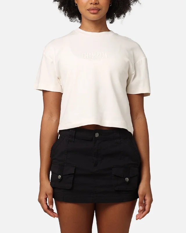 Champion Women's Rochester Base T-Shirt White Ferrari Notch Collar Peter Pan Collar Cowl Neck