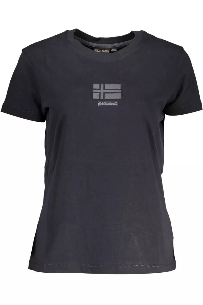 Black Cotton Women T-Shirt Notch Collar Peter Pan Collar Cowl Neck