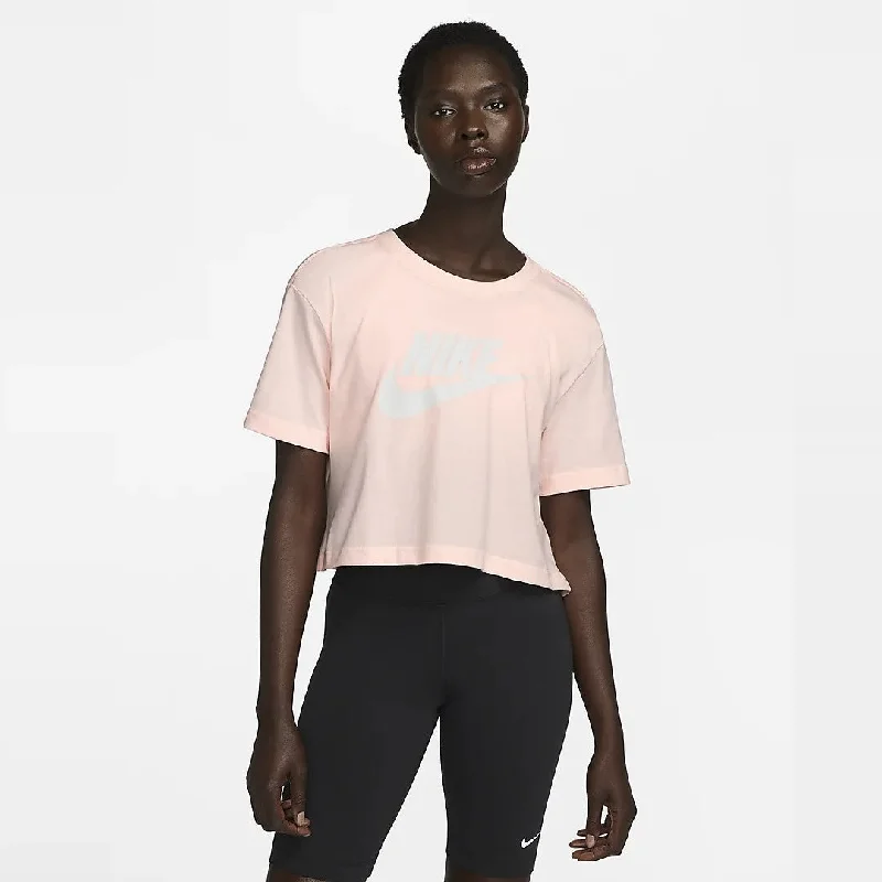 Cropped Logo T-Shirt (Pink) Lace Blend Ribbed Blend Corduroy Blend