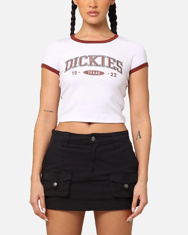 Dickies Women's Galveston T-Shirt White Collared Crew Neck Turtle Neck