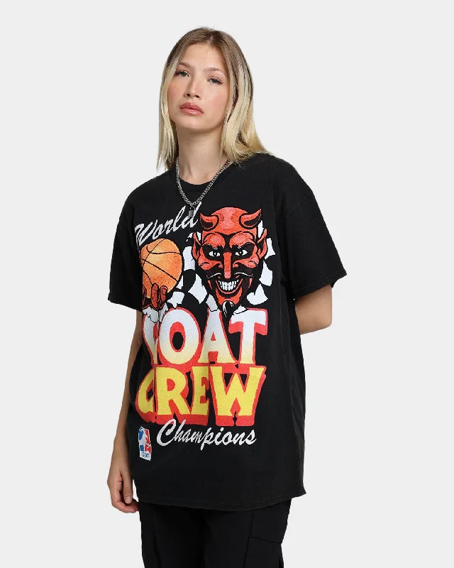 Goat Crew Goat Crew World Champs Vintage T-Shirt Washed Black V-Neck T-Shirt Long Sleeve Cotton