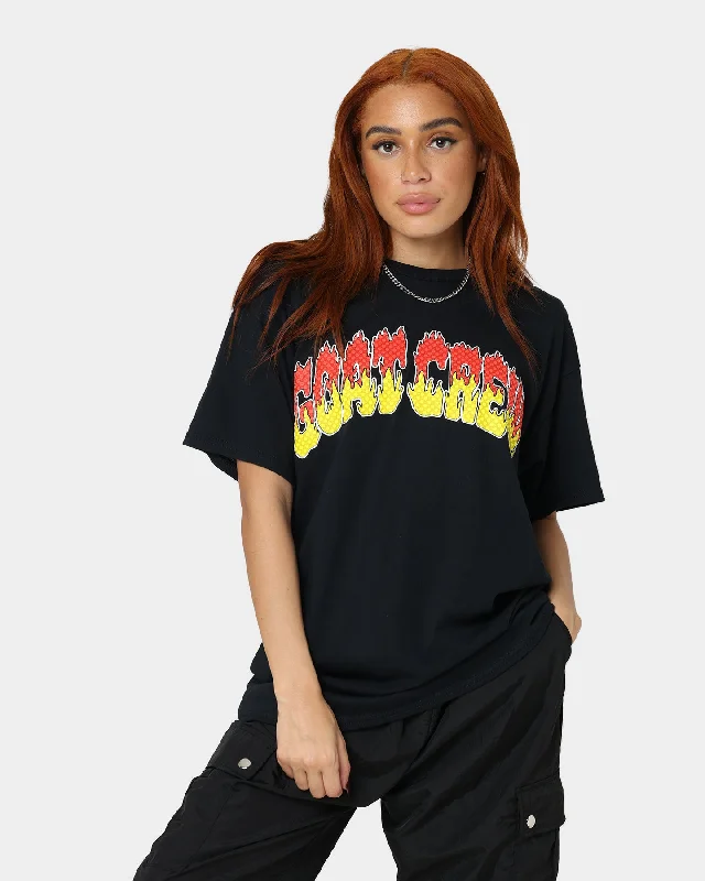 Goat Crew Hot Spike T-Shirt Black/Red/Yellow Real Fur Shearling Chenille
