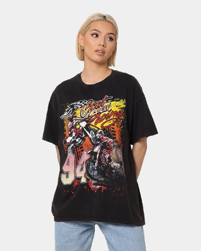 Goat Crew Motorcross Vintage T-Shirt Black Wash Polka Dot Checkered Tartan