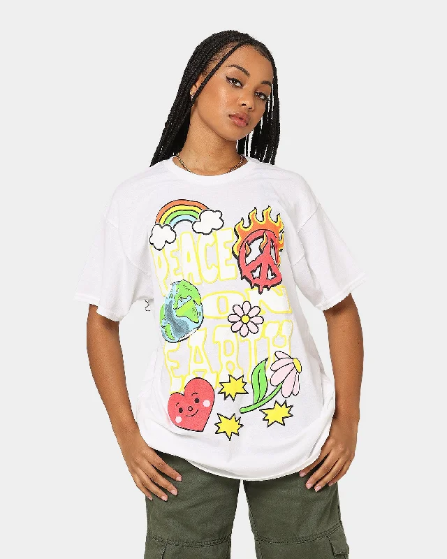Goat Crew Peace On Earth Vintage T-Shirt White Collared Crew Neck Turtle Neck