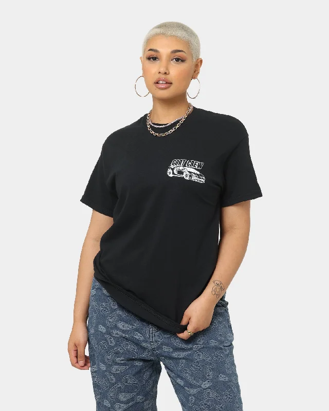 Goat Crew Race Car T-Shirt Black Graphic T-Shirt Round Neck Polyester
