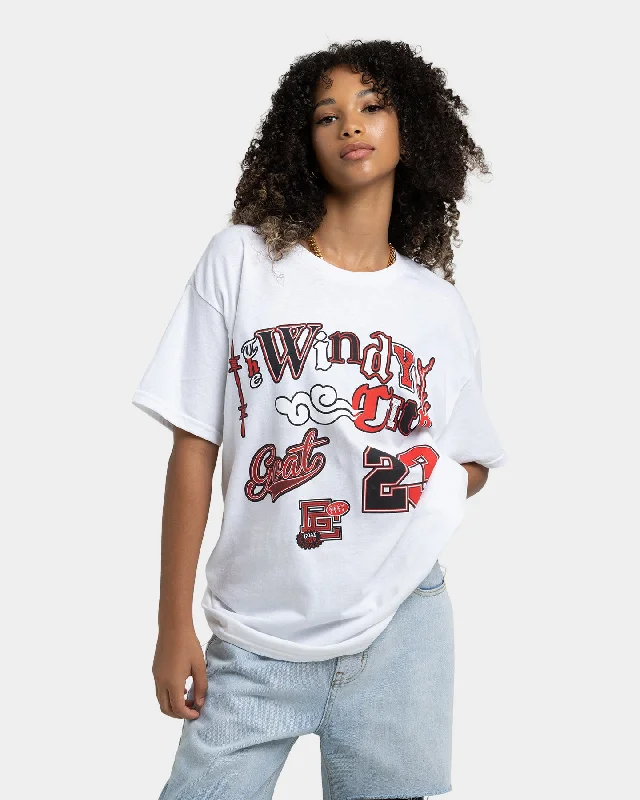 Goat Crew Windy City T-Shirt White Denim Fabric Leather Fabric Suede Fabric