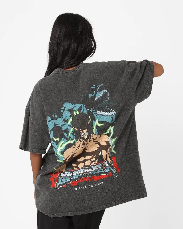 Goat Crew X Attack On Titan Attack Titan Vintage Heavyweight T-Shirt Black Wash Silk Blend Satin Velvet