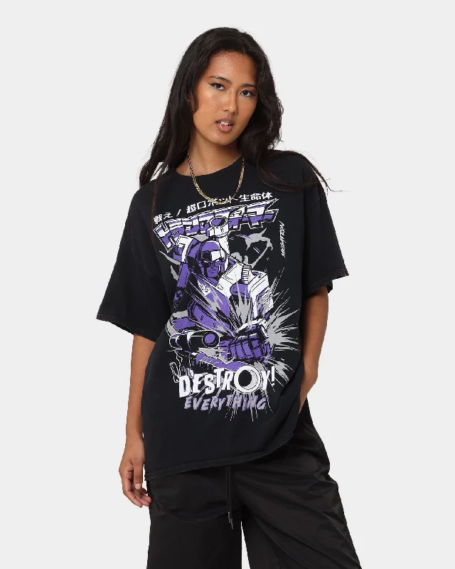 Goat Crew X Transformers Decepticons Vintage T-Shirt Black Wash Chenille Fabric Brocade Fabric Lace Fabric