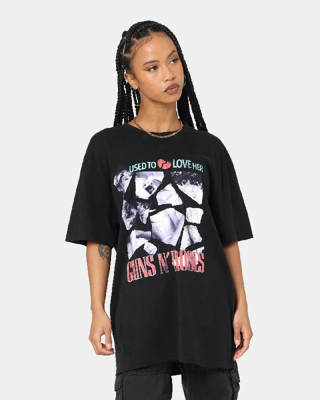 Guns N Roses She Used To Love Me T-Shirt Washed Black Jersey Fabric Tulle Fabric Batik Fabric