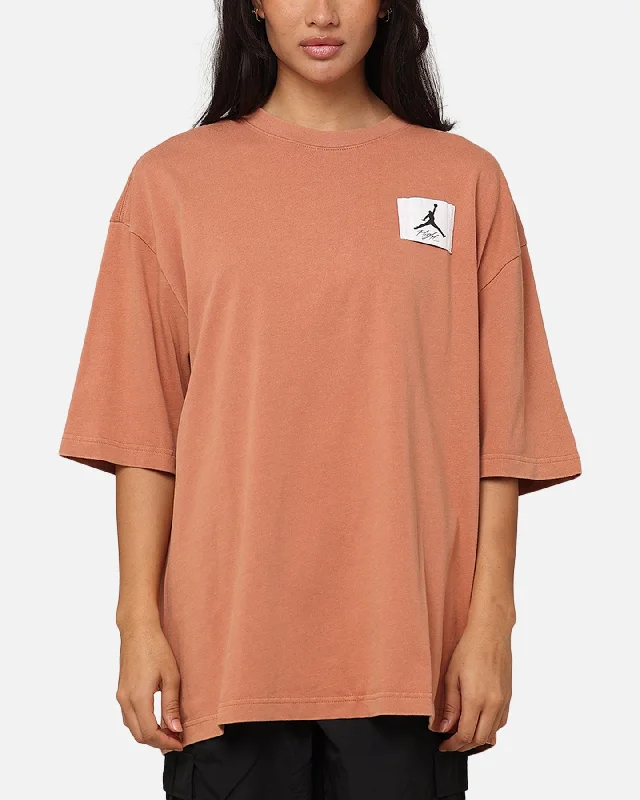 Jordan Flight Essentials Oversized Crewneck T-Shirt Sky J Orange Graphic T-Shirt Round Neck Polyester