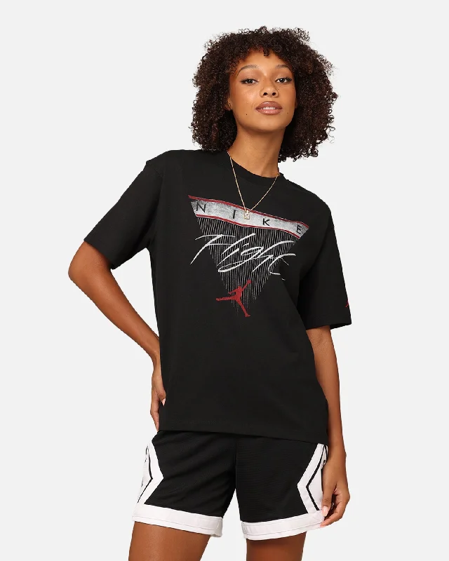 Jordan Women's Flight Heritage Graphic T-Shirt Black/Gym Red Oversized T-Shirt Spandex breathable